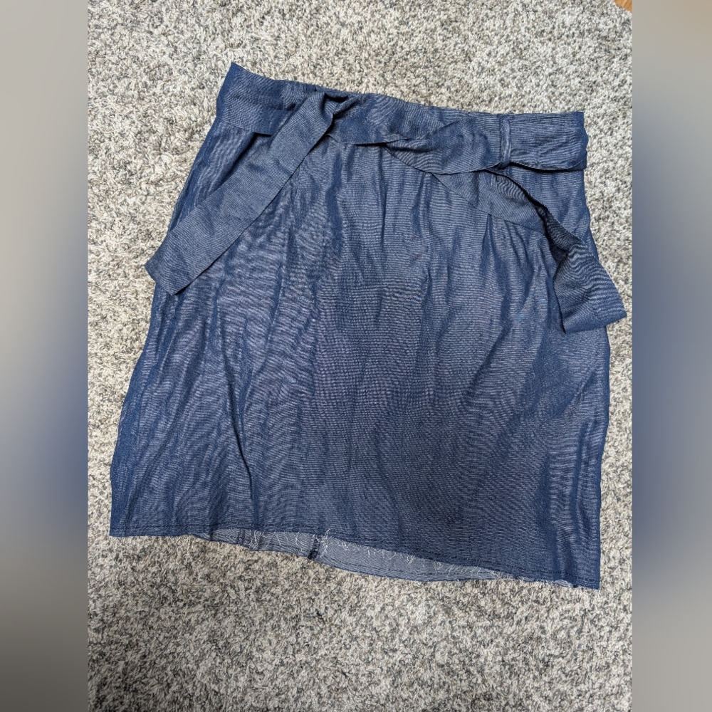 Blue Wrap Mini Skirt with Ruched Detail